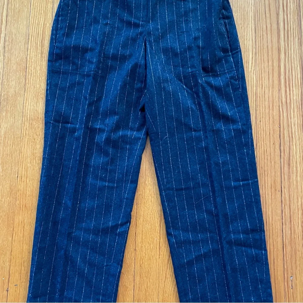 Lafayette 148 Navy Pinstriped Wool Pants with Elastic Waistband. Size S. NWT - Picture 3 of 10